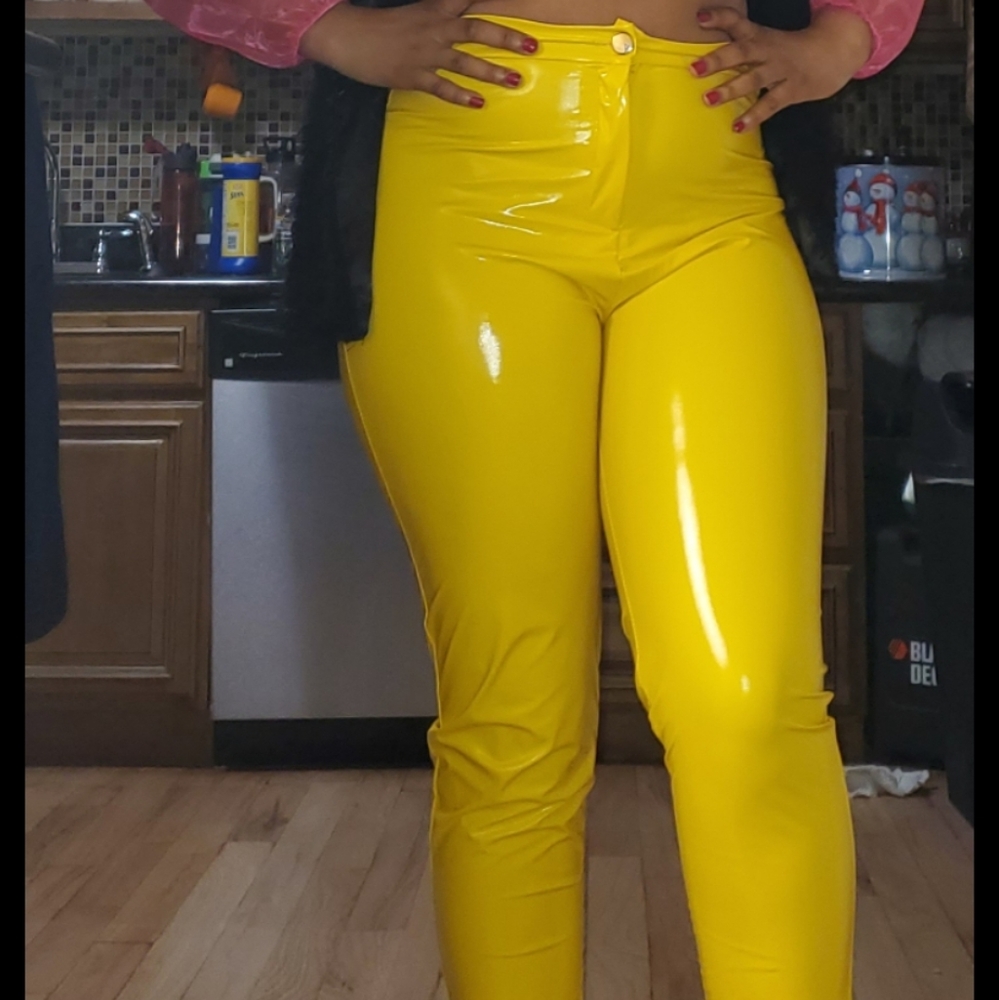 Yellow liquid pants